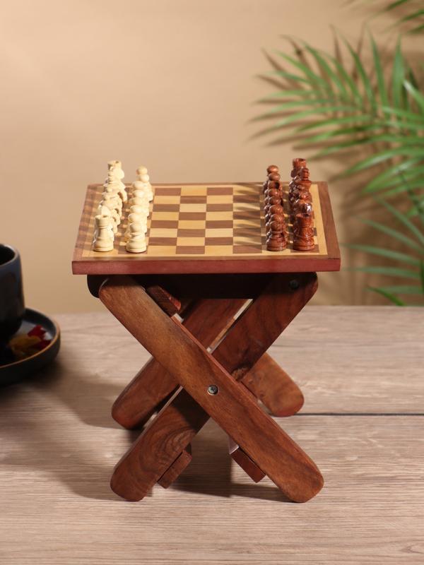 Шахматный столик складной, 15.5×20×4.5 см, дерево шишам
