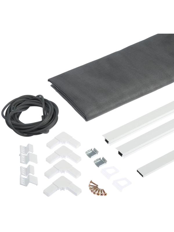 Москитная сетка на окна ТУНДРА для сам. сборки, до 2 м, сетка 1.2×1.4 м, профиль 2×2 м, белый