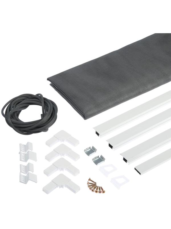 Москитная сетка на окна ТУНДРА для сам. сборки, до 2 м, сетка 2.15×1.4 м, профиль 3×2 м, белый