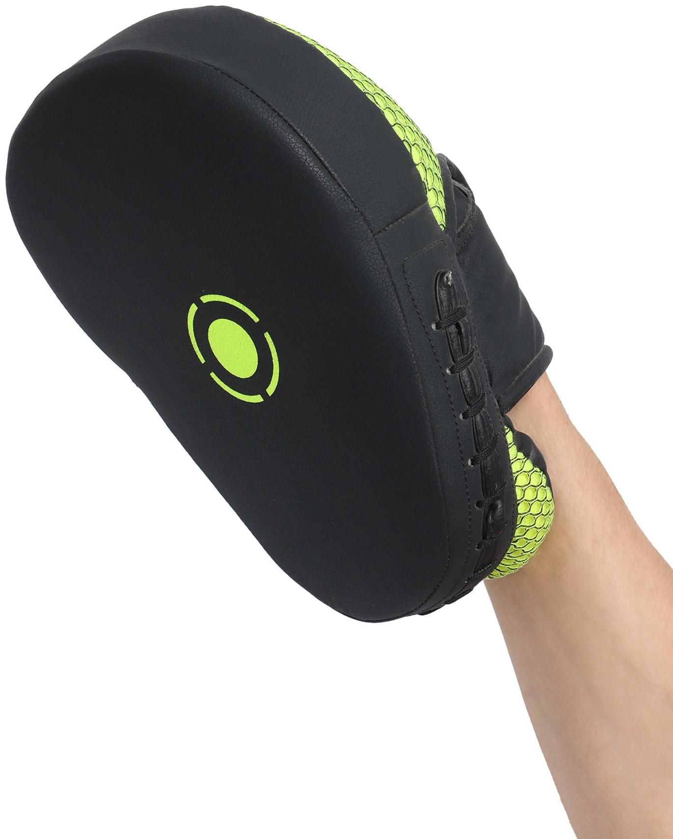 Лапы боксерские изогнутые FIGHT EMPIRE, CLASSIC, ПУ, чёрные, жёлтые, пара