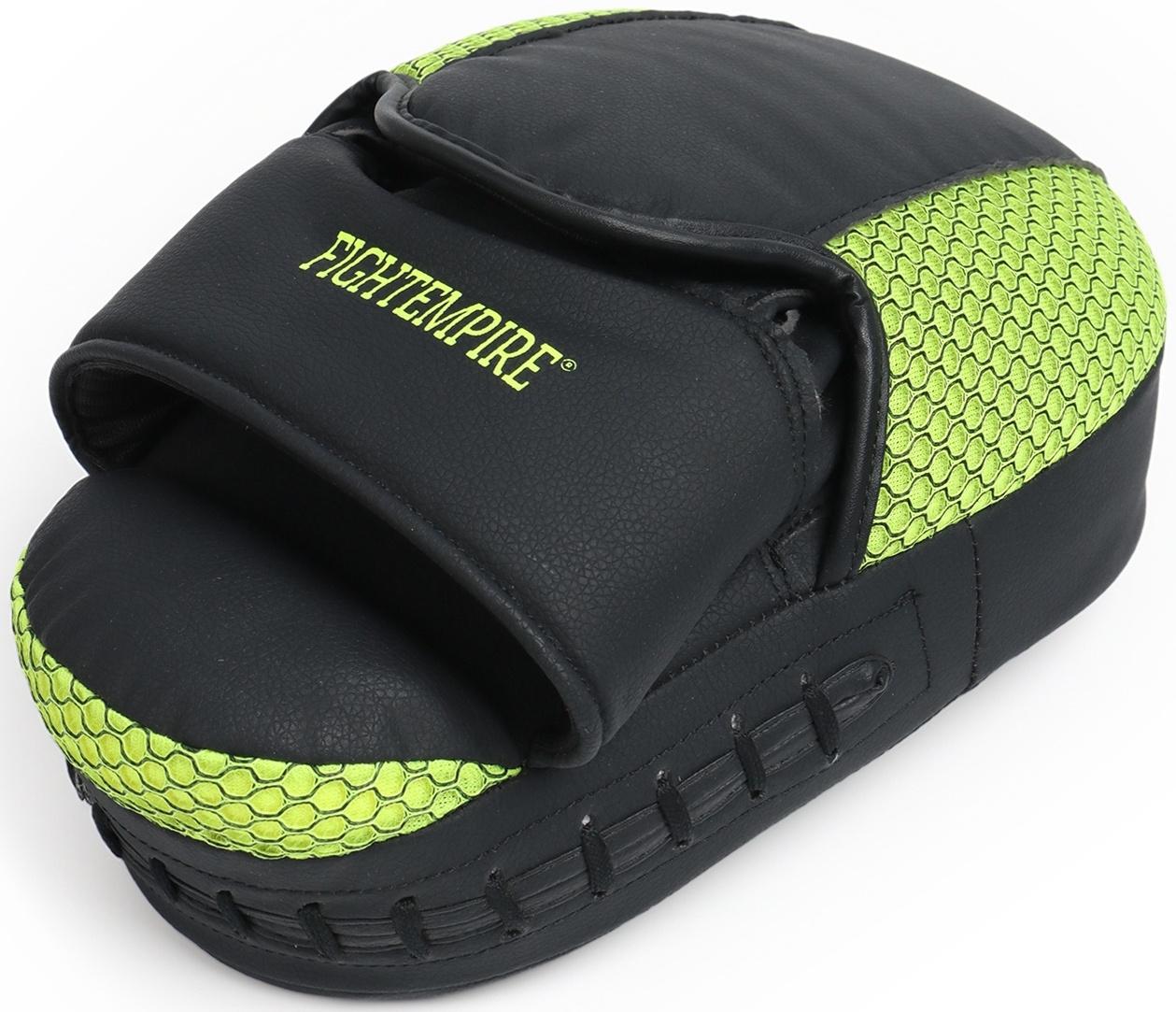 Лапы боксерские изогнутые FIGHT EMPIRE, CLASSIC, ПУ, чёрные, жёлтые, пара