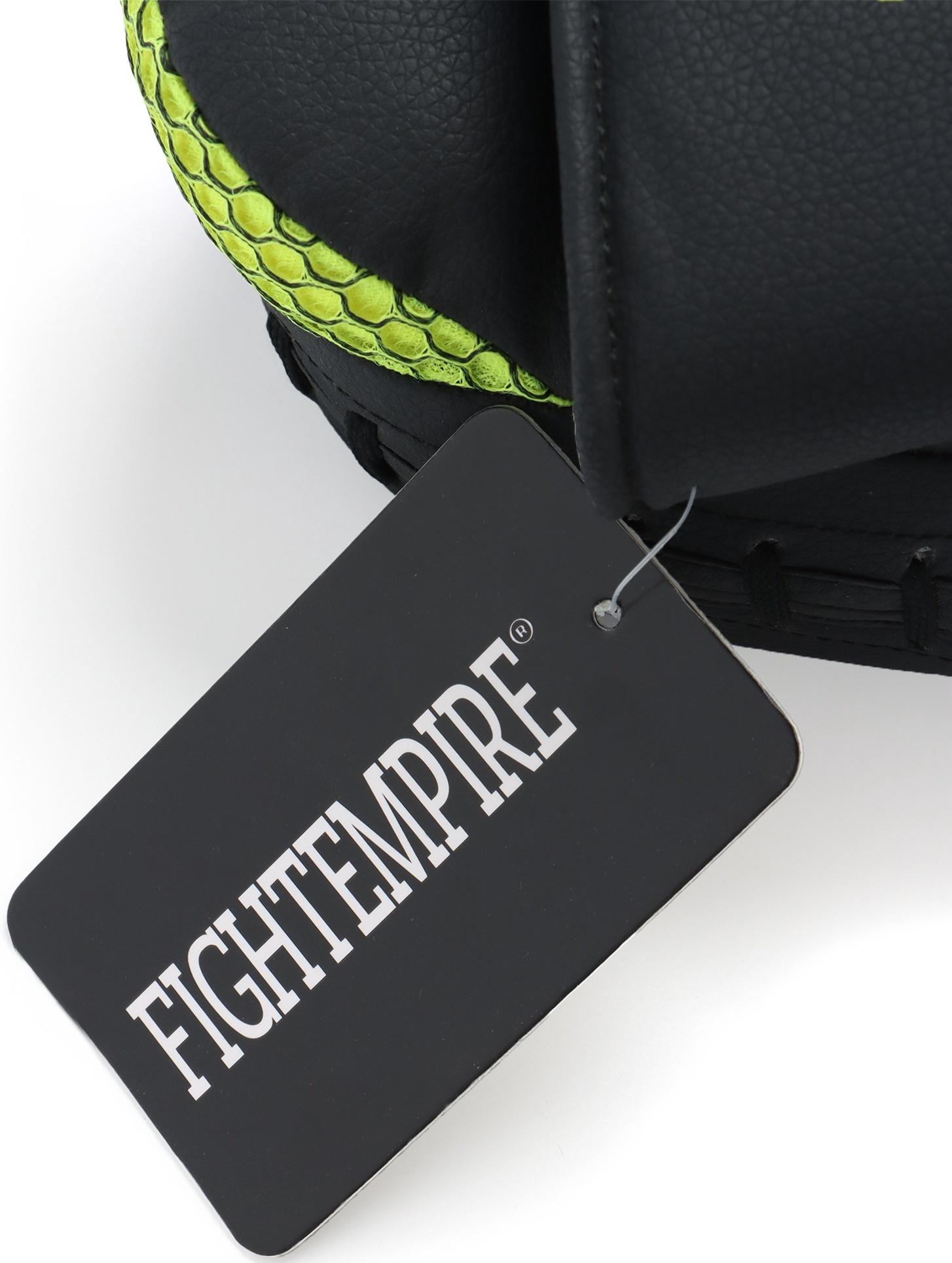 Лапы боксерские изогнутые FIGHT EMPIRE, CLASSIC, ПУ, чёрные, жёлтые, пара