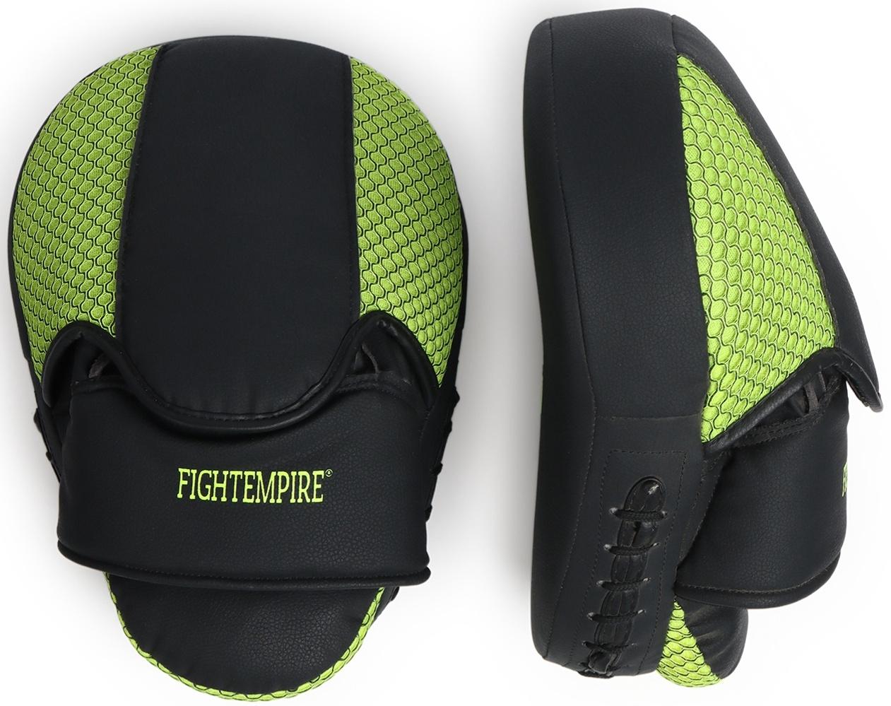 Лапы боксерские изогнутые FIGHT EMPIRE, CLASSIC, ПУ, чёрные, жёлтые, пара