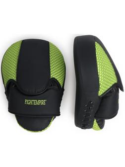 Лапы боксерские изогнутые FIGHT EMPIRE, CLASSIC, ПУ, чёрные, жёлтые, пара
