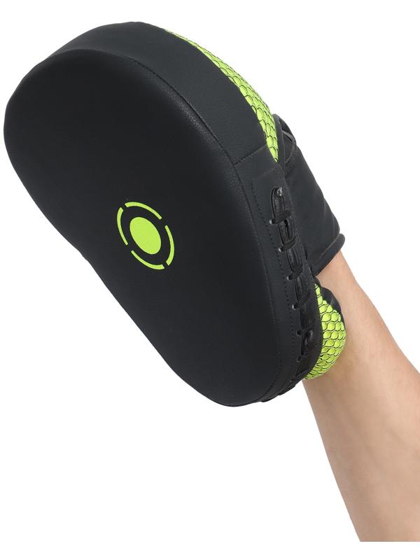 Лапы боксерские изогнутые FIGHT EMPIRE, CLASSIC, ПУ, чёрные, жёлтые, пара