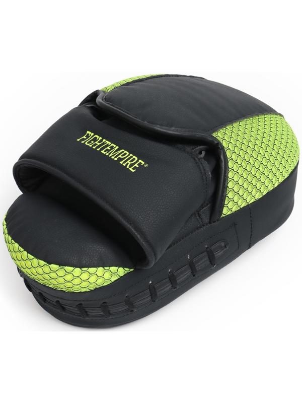 Лапы боксерские изогнутые FIGHT EMPIRE, CLASSIC, ПУ, чёрные, жёлтые, пара