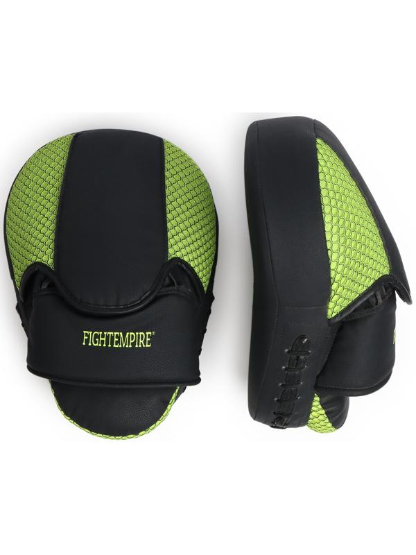 Лапы боксерские изогнутые FIGHT EMPIRE, CLASSIC, ПУ, чёрные, жёлтые, пара