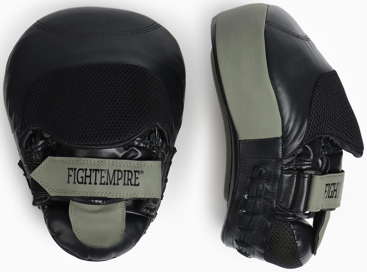 Лапы боксёрские изогнутые FIGHT EMPIRE, GEL-TECH, ПУ, пара, чёрный, зелёный