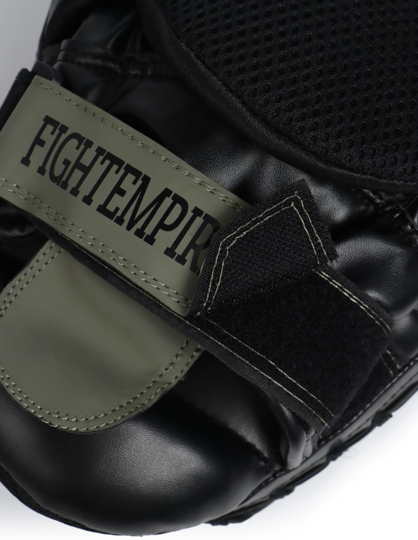 Лапы боксёрские изогнутые FIGHT EMPIRE, GEL-TECH, ПУ, пара, чёрный, зелёный