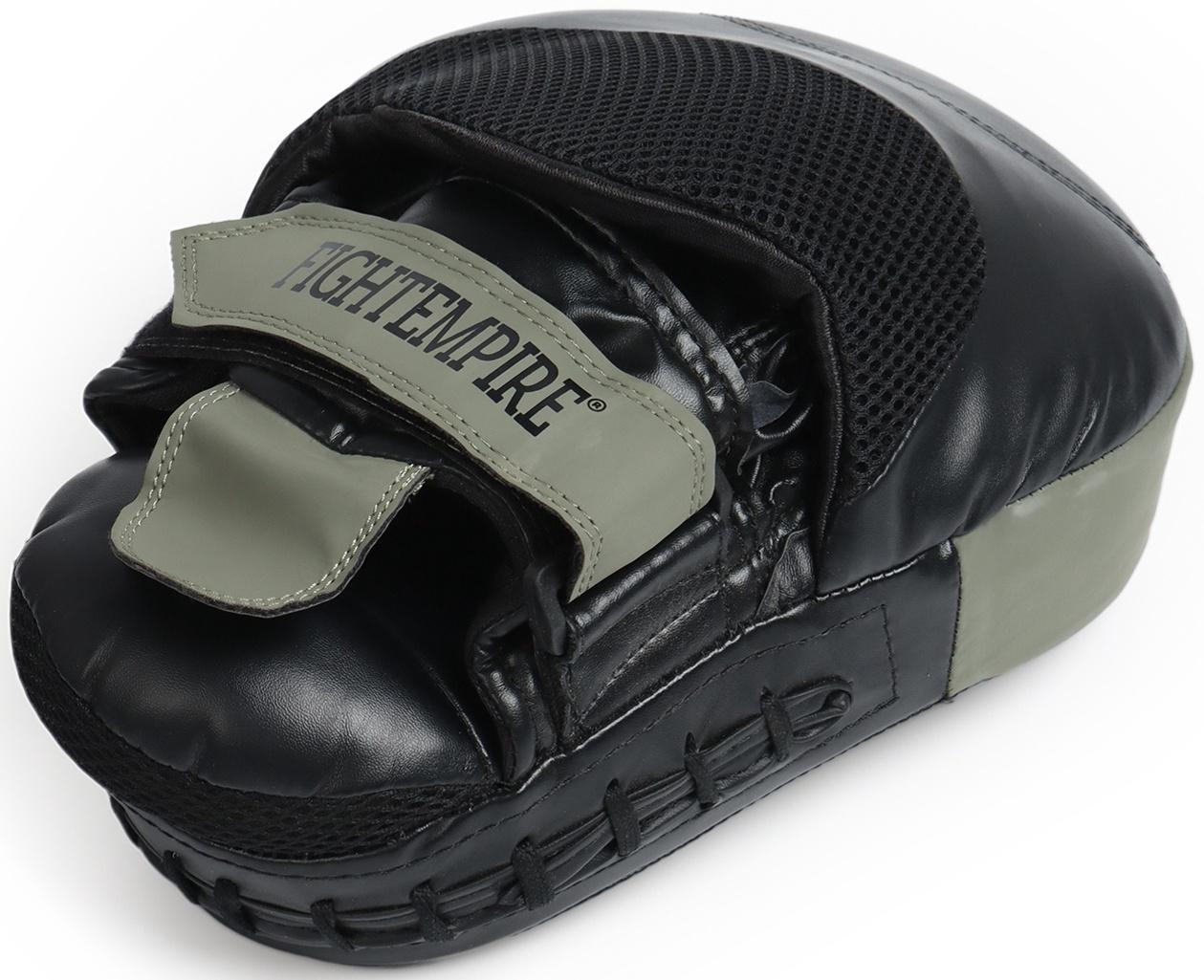 Лапы боксёрские изогнутые FIGHT EMPIRE, GEL-TECH, ПУ, пара, чёрный, зелёный