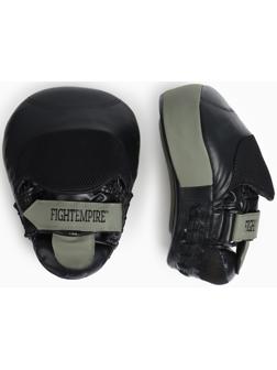 Лапы боксёрские изогнутые FIGHT EMPIRE, GEL-TECH, ПУ, пара, чёрный, зелёный