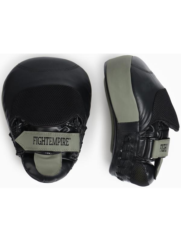 Лапы боксёрские изогнутые FIGHT EMPIRE, GEL-TECH, ПУ, пара, чёрный, зелёный