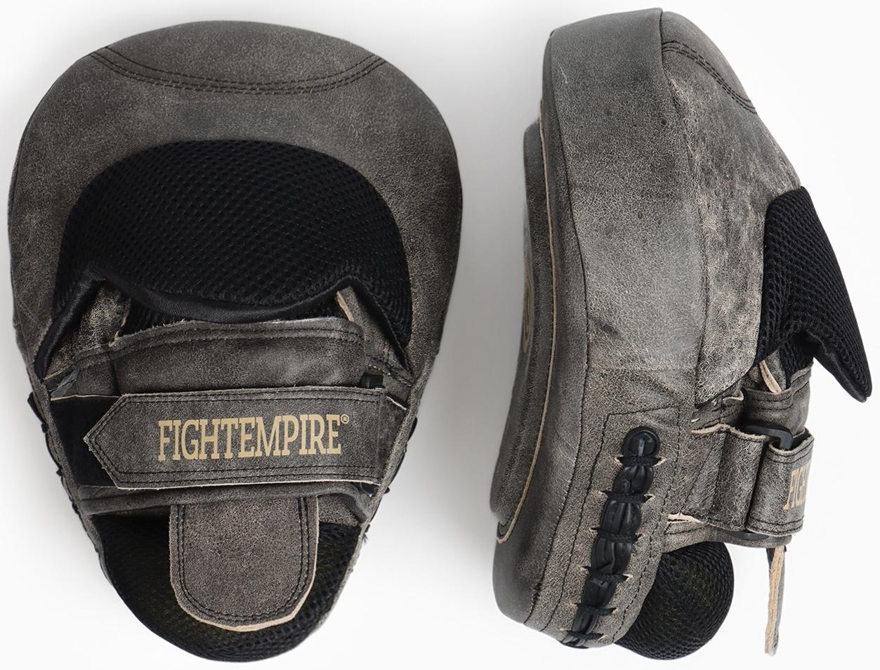 Лапы боксёрские изогнутые FIGHT EMPIRE, VINTAGE, натуральная кожа, пара, серые