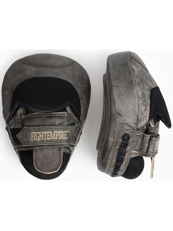 Лапы боксёрские изогнутые FIGHT EMPIRE, VINTAGE, натуральная кожа, пара, серые