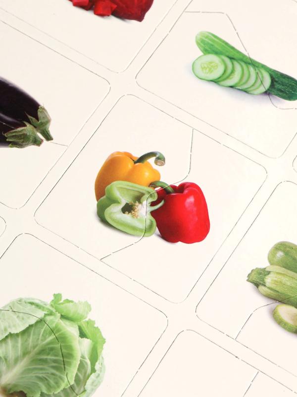 Магнитные макси - пазлы половинки «Фрукты и овощи», 18 пазлов, 36 деталей