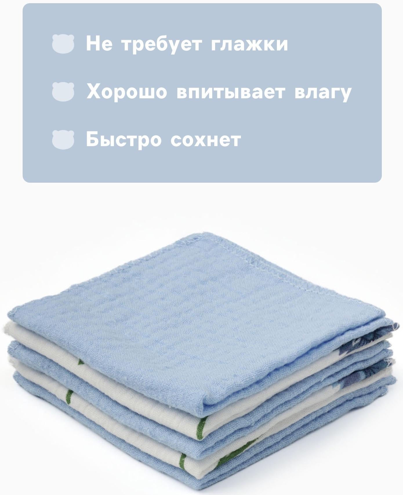 Набор платочков «Крошка Я» Cornflowers вид 1, 20×20 см-5 шт., муслин, хлопок 100%