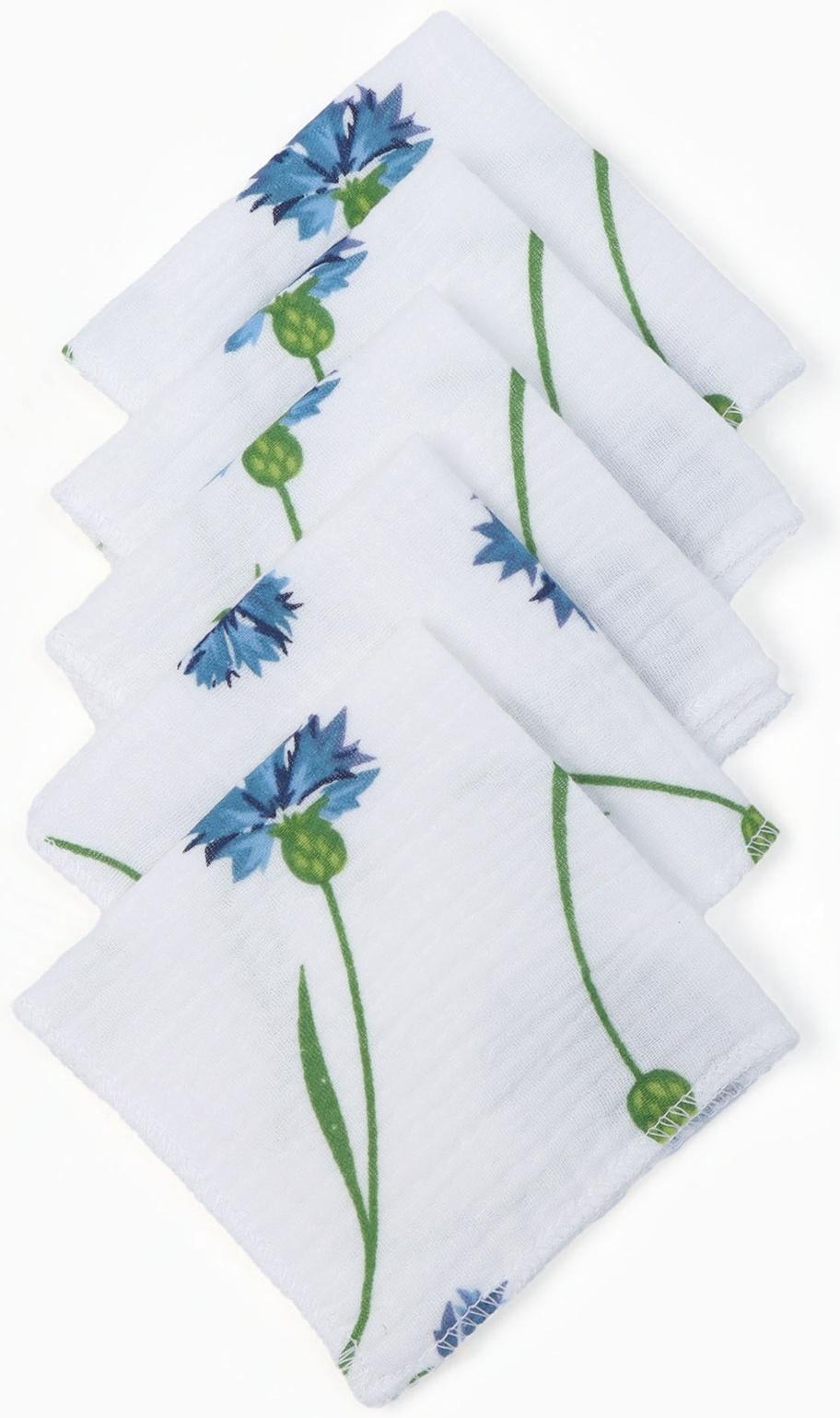 Набор платочков «Крошка Я» Cornflowers вид 2, 20×20 см-5 шт., муслин, хлопок 100%