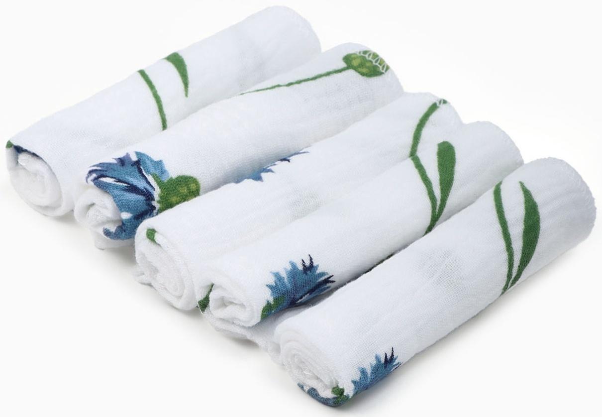 Набор платочков «Крошка Я» Cornflowers вид 2, 20×20 см-5 шт., муслин, хлопок 100%