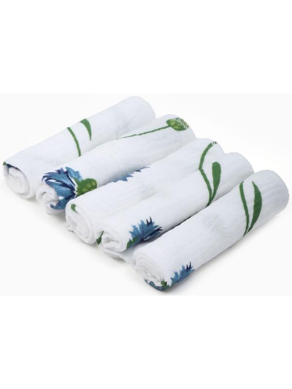 Набор платочков «Крошка Я» Cornflowers вид 2, 20×20 см-5 шт., муслин, хлопок 100%