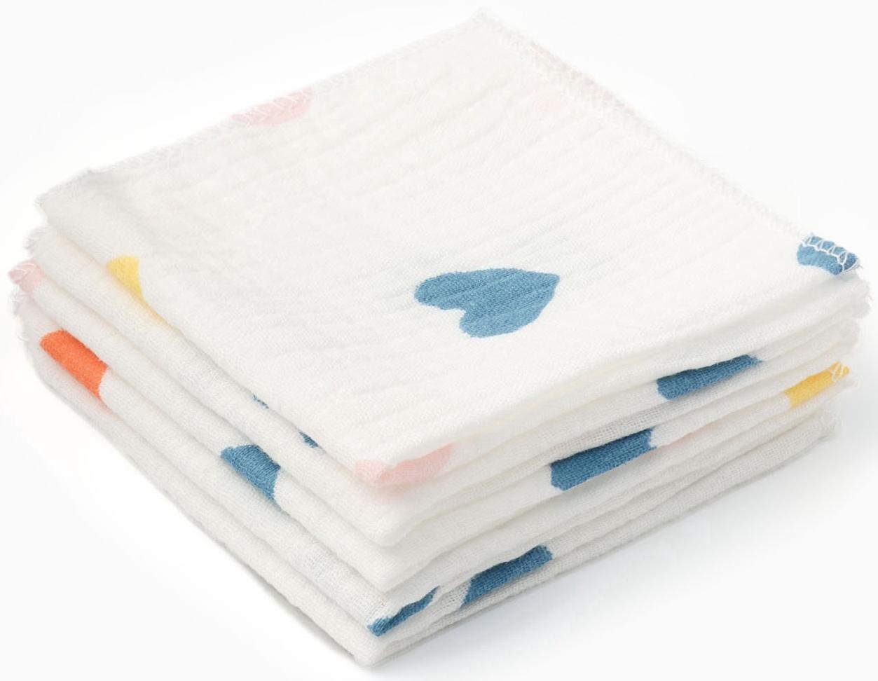 Набор платочков «Крошка Я» Сolored hearts вид 2, 20×20 см-5 шт., муслин, хлопок 100%