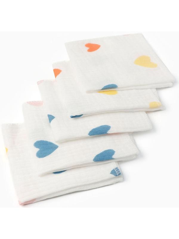 Набор платочков «Крошка Я» Сolored hearts вид 2, 20×20 см-5 шт., муслин, хлопок 100%