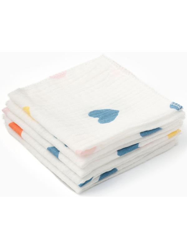 Набор платочков «Крошка Я» Сolored hearts вид 2, 20×20 см-5 шт., муслин, хлопок 100%