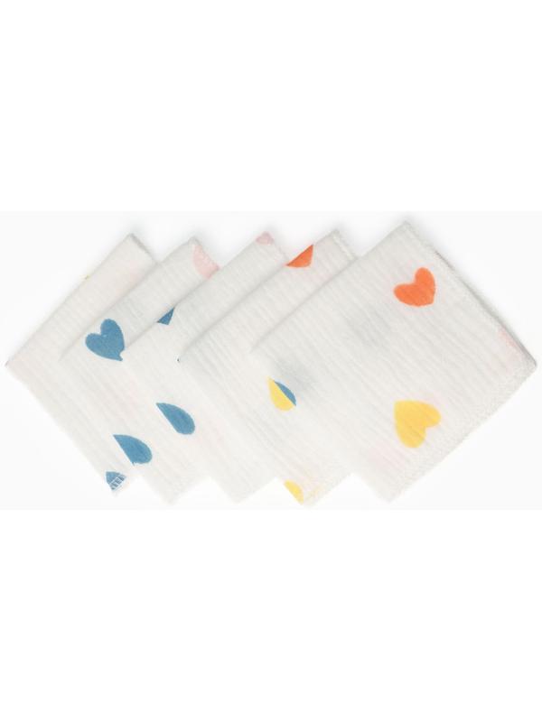 Набор платочков «Крошка Я» Сolored hearts вид 2, 20×20 см-5 шт., муслин, хлопок 100%