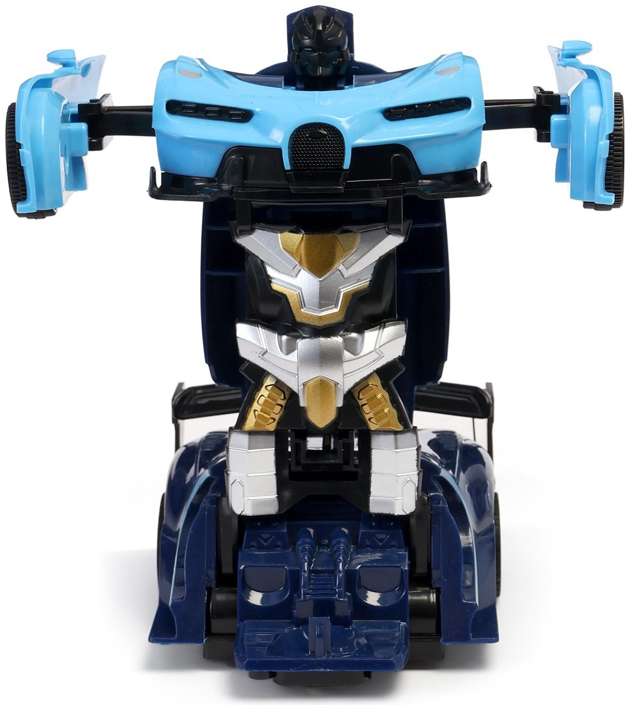 Робот радиоуправляемый «Спорткар», трансформируется, работает от батареек, цвет синий