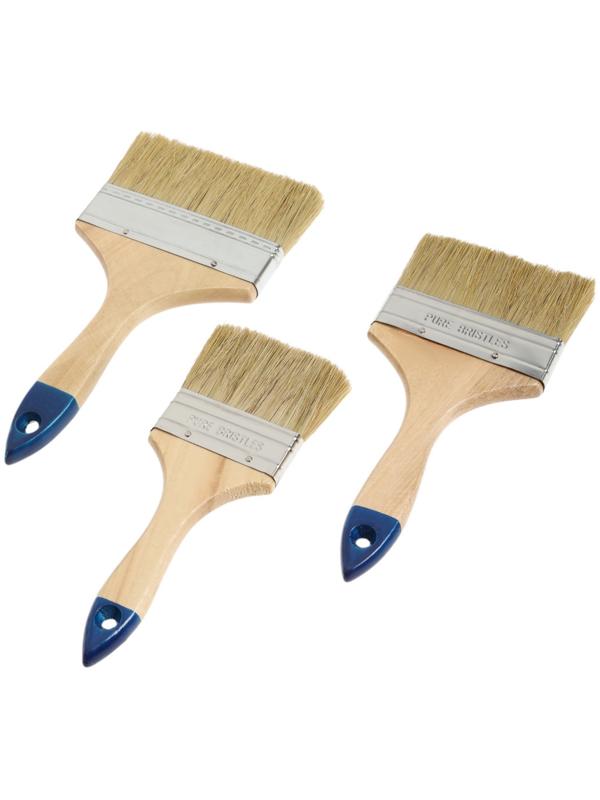 Набор кистей ТУНДРА, натуральная щетина, деревянная рукоятка, 3-4-5