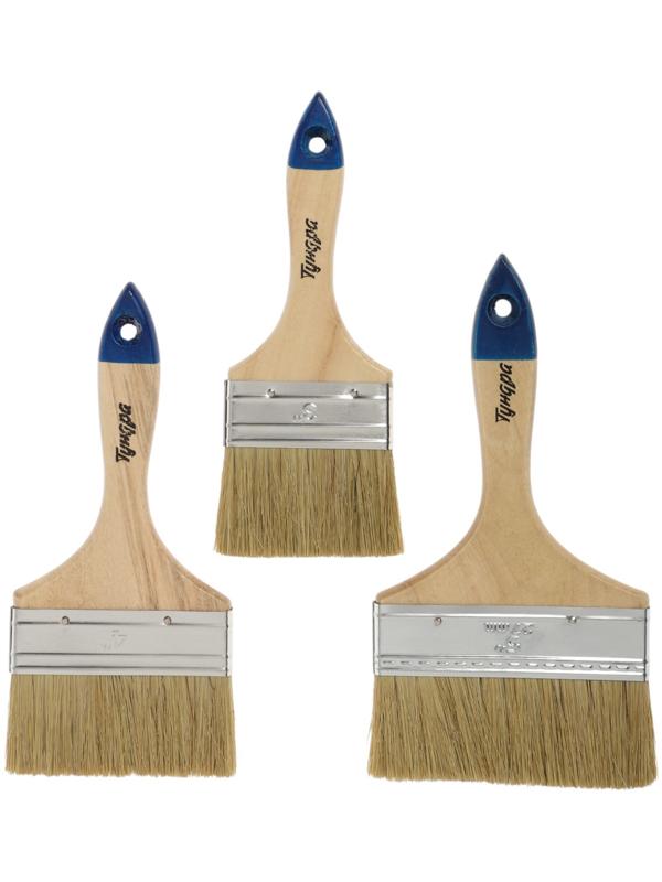 Набор кистей ТУНДРА, натуральная щетина, деревянная рукоятка, 3-4-5