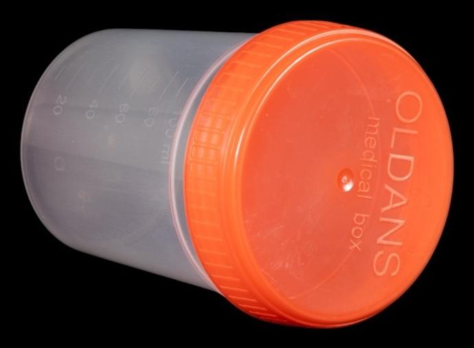 Контейнер для биоматериалов 120 мл, завинчивающаяся крышка, матовое окно, индивидуальная упаковка