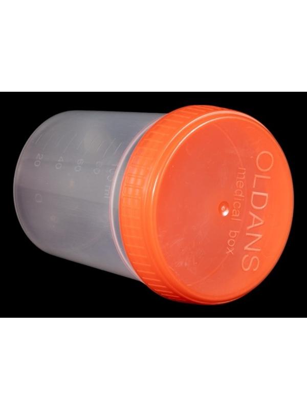 Контейнер для биоматериалов 120 мл, завинчивающаяся крышка, матовое окно, индивидуальная упаковка