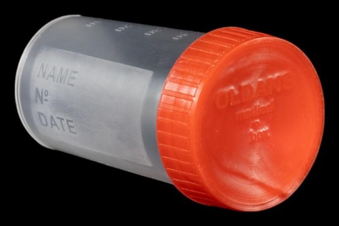 Контейнер для биоматериалов 60 мл, завинчивающаяся крышка, матовое окно, индивидуальная упаковка