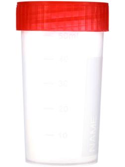 Контейнер для биоматериалов 60 мл, завинчивающаяся крышка, матовое окно, индивидуальная упаковка