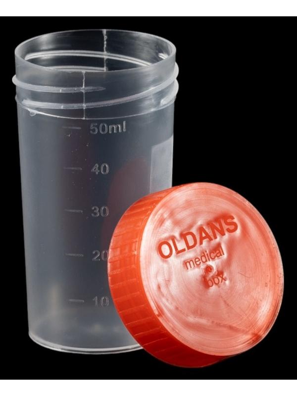 Контейнер для биоматериалов 60 мл, завинчивающаяся крышка, матовое окно, индивидуальная упаковка