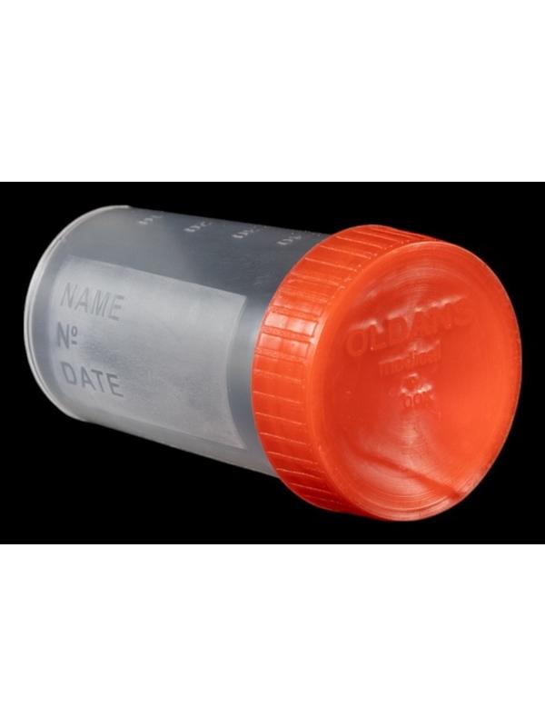 Контейнер для биоматериалов 60 мл, завинчивающаяся крышка, матовое окно, индивидуальная упаковка