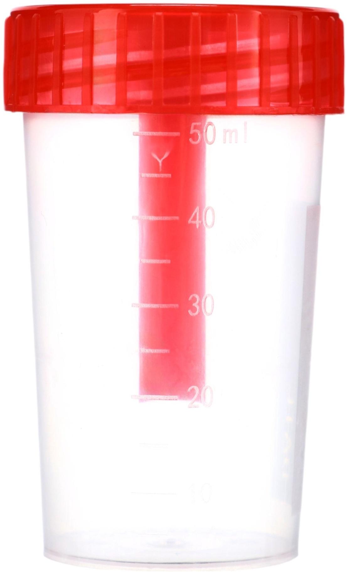 Контейнер для биоматериалов 60 мл, шпатель, завинчивающаяся крышка, матовое окно, индивидуальная уп.