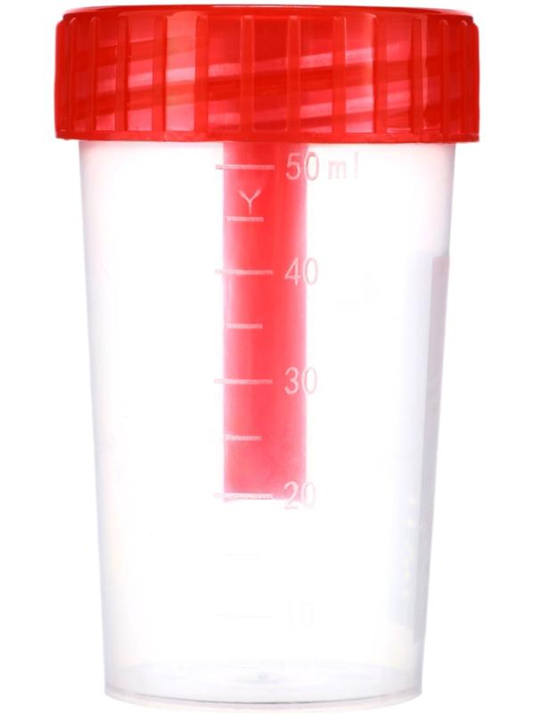 Контейнер для биоматериалов 60 мл, шпатель, завинчивающаяся крышка, матовое окно, индивидуальная уп.