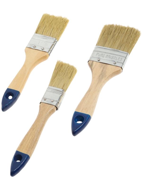 Набор кистей ТУНДРА, натуральная щетина, деревянная рукоятка, 1-1.5-2