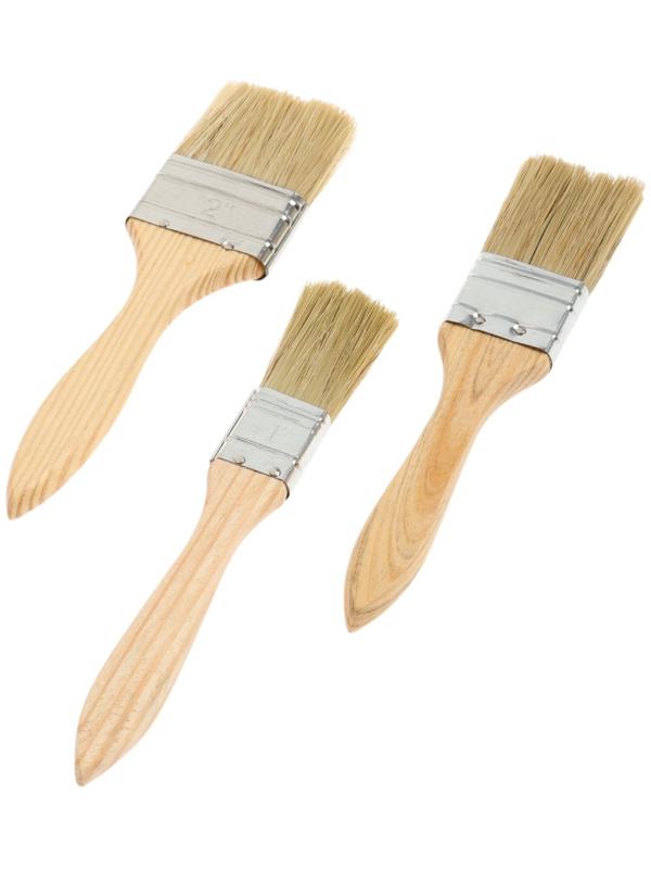 Набор кистей ТУНДРА, натуральная щетина, деревянная рукоятка, 1-1.5-2