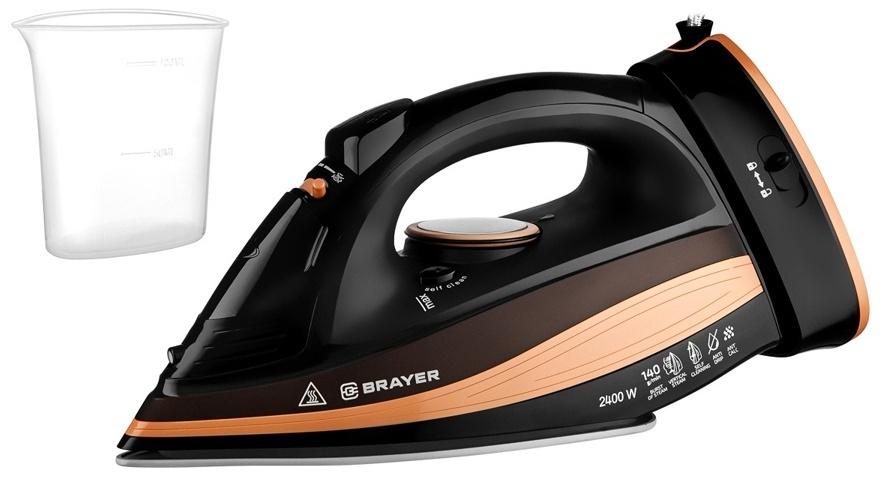 Утюг паровой BRAYER 4010BR, 2400 Вт, керамичекая подошва, 320 мл, беспроводной, коричневый