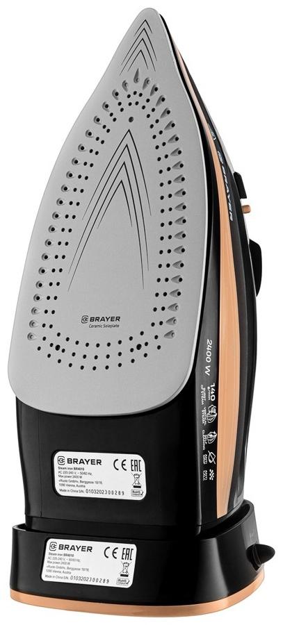 Утюг паровой BRAYER 4010BR, 2400 Вт, керамичекая подошва, 320 мл, беспроводной, коричневый