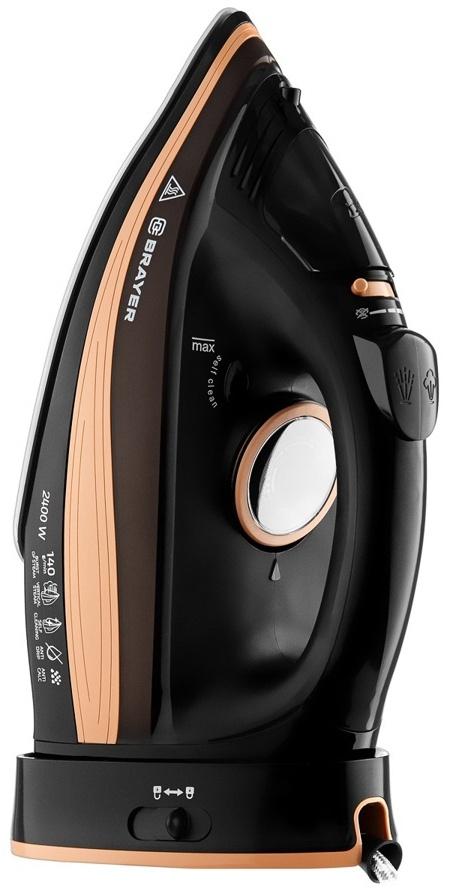 Утюг паровой BRAYER 4010BR, 2400 Вт, керамичекая подошва, 320 мл, беспроводной, коричневый