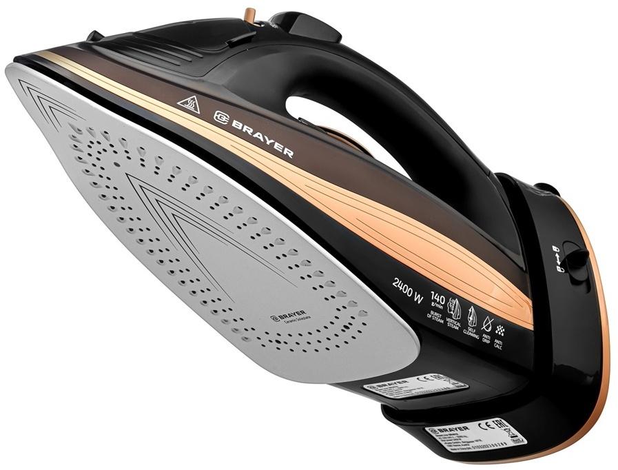 Утюг паровой BRAYER 4010BR, 2400 Вт, керамичекая подошва, 320 мл, беспроводной, коричневый