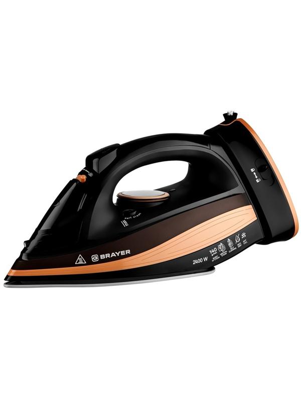 Утюг паровой BRAYER 4010BR, 2400 Вт, керамичекая подошва, 320 мл, беспроводной, коричневый