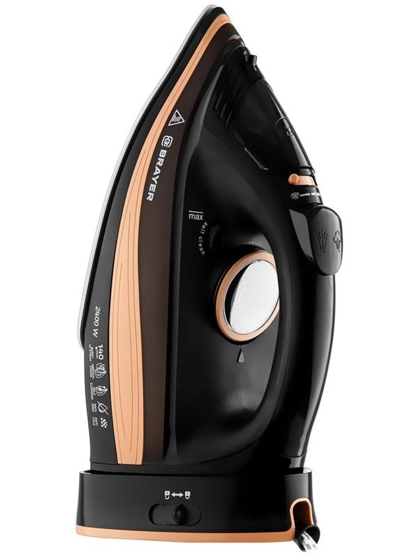Утюг паровой BRAYER 4010BR, 2400 Вт, керамичекая подошва, 320 мл, беспроводной, коричневый