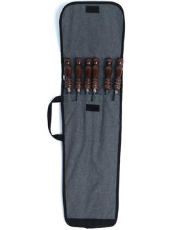 Набор шампуров в колчане, 6 шт., деревянная ручка «Шар», 73(50) х 1.2×0.25 см, серый