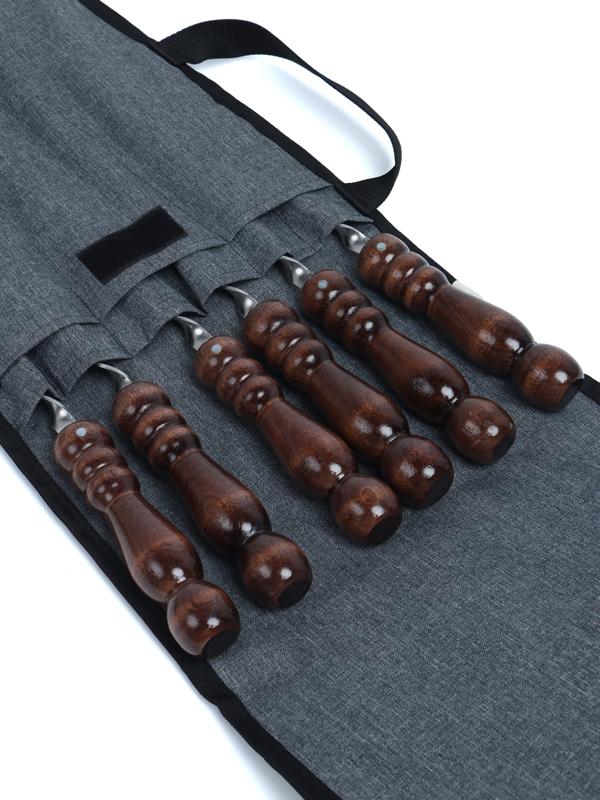 Набор шампуров в колчане, 6 шт., деревянная ручка «Шар», 73(50) х 1.2×0.25 см, серый