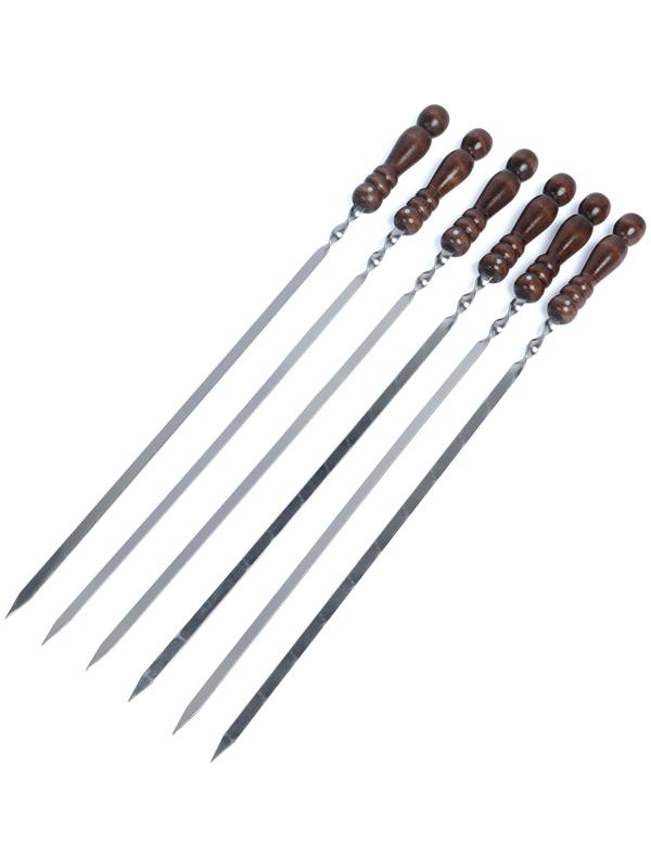 Набор шампуров в колчане, 6 шт., деревянная ручка «Шар», 73(50) х 1.2×0.25 см, серый