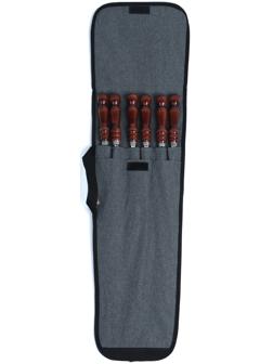 Набор шампуров в колчане, 6 шт., деревянная ручка «Фигурная», 73(50) х 1.2×0.25 см, серый